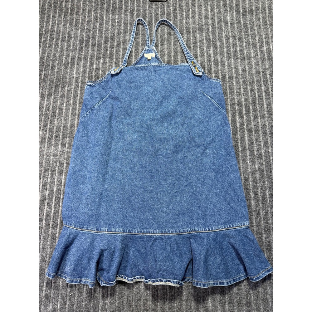 Pilcro Square Neck Denim Mini Dress Womens L Ruffle Hem Cottagecore Prairie Boho